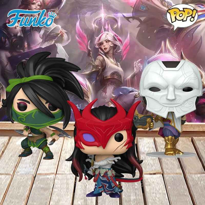 Funko POP Official Licensed League of Legends LOL Akali Jhin Yone Action Figure Collection Set of 3 Gift Model Toys for Fans
