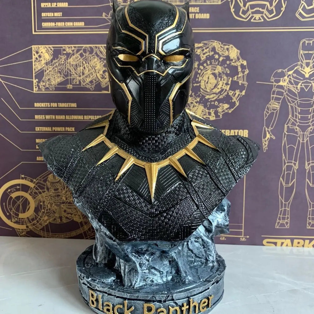 Железният човек, бюст на пантера, аниме фигурка, статуя, Marvel, Отмъстителите, голяма фигурка, хол, украшение, смола, колекция, подаръчни играчки