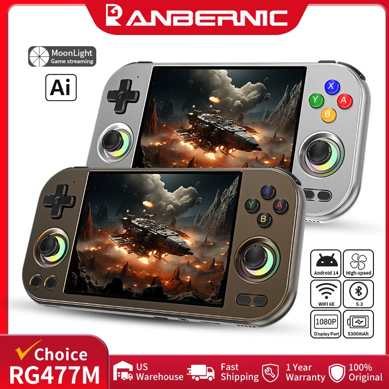 Anbernic RG 477M Handheld Games Console 4.7" LTPS In-Cell Touch Screen Aluminum Alloy Android 5300mAh Supports AI 1080p DP Out