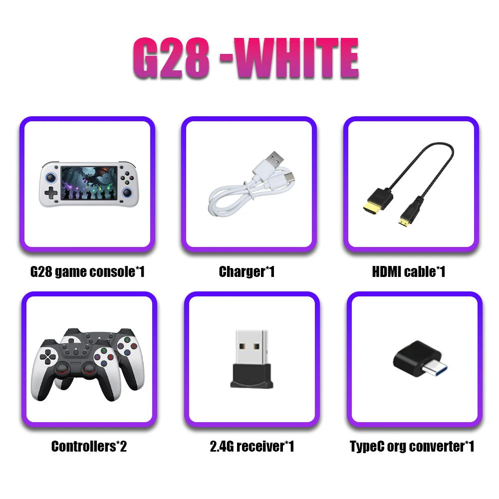 New 64G G28 Handheld Retro Game Console EmuELEC 4.7 OS Portable Game Player with 21000+ Games for PS1/PSP/FC/NES/SS/N64/GB/MD