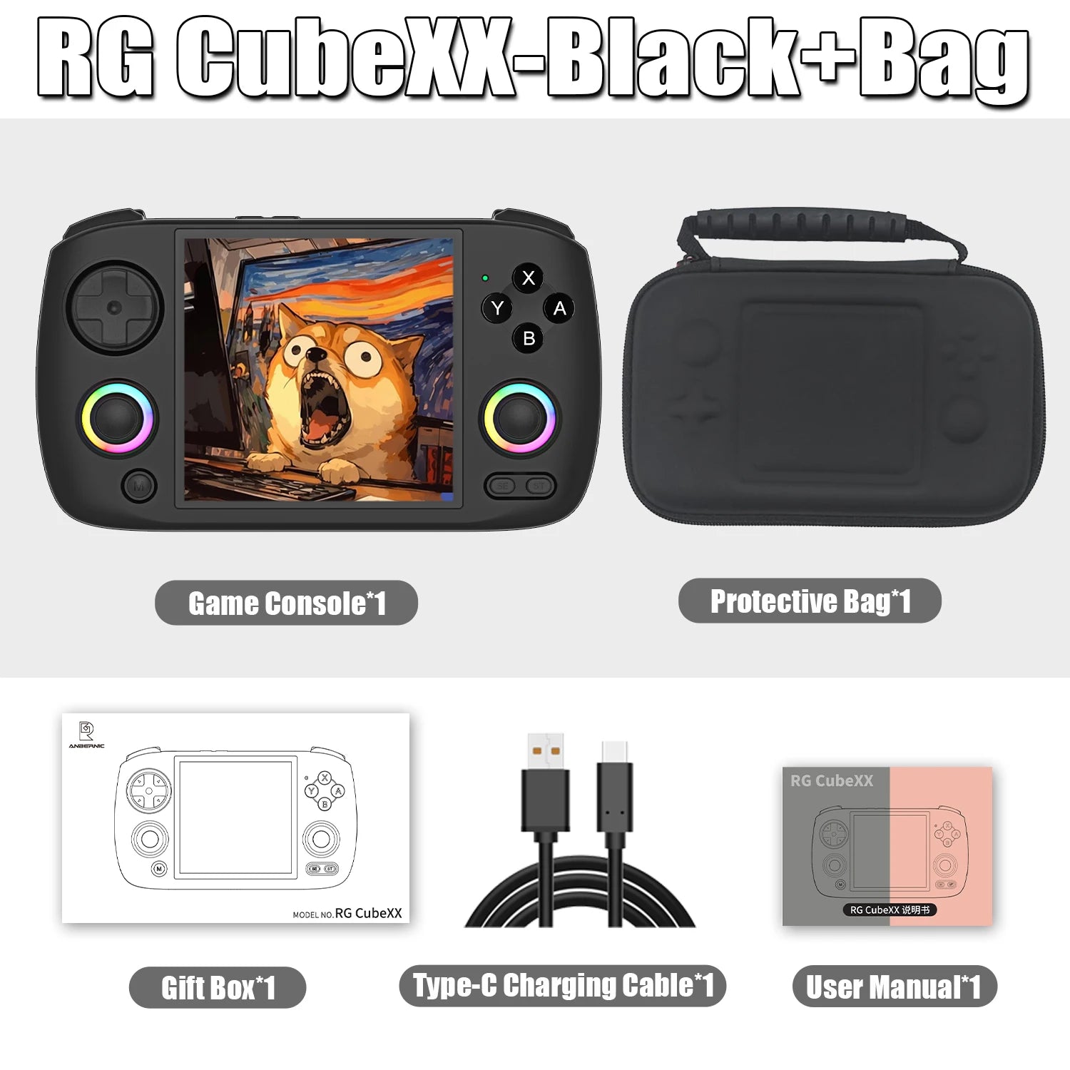 ANBERNIC RG CubeXX Handheld Game Console 3.95 Inch IPS Screen 64 Bit Linux System Supports 5G WiFi Bluetooth and TV HD Output