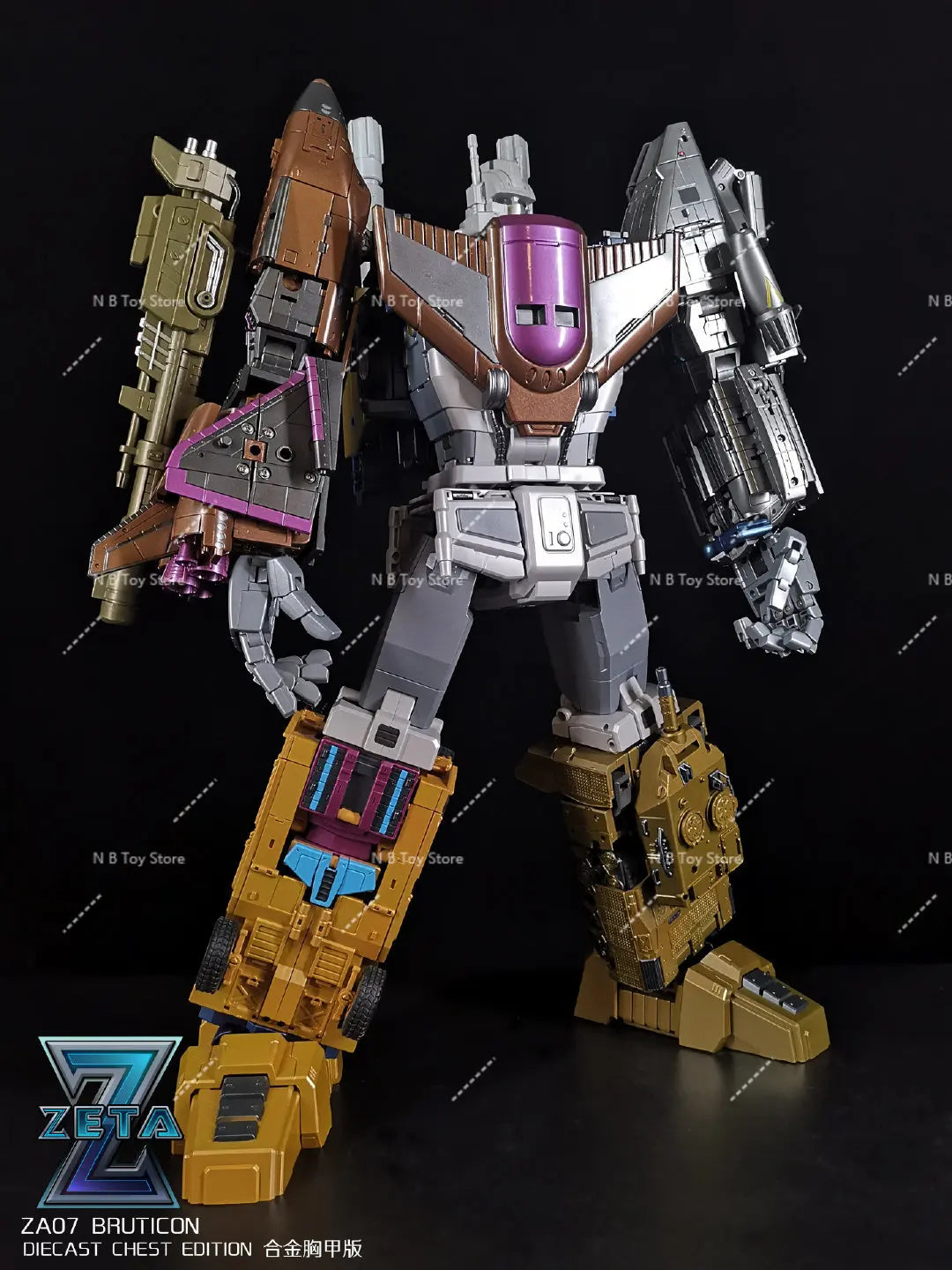 Transformation ZETA ZA07 ZA-07 Metallic Bruticus 5 IN 1 Oversized Alloy Chest Armor Chariot Team Action Figure Robot