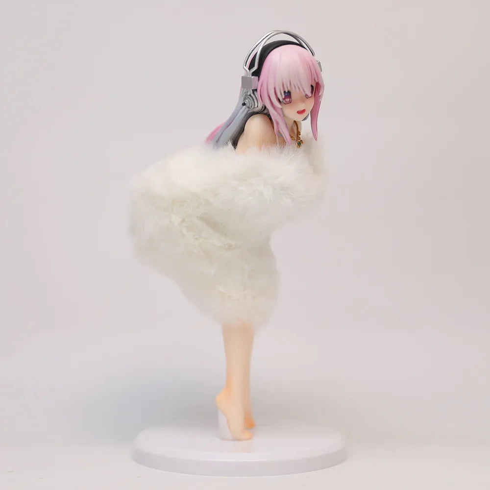 Super Sonico Anime Figure Pvc Collectible Model Fluffy Fur Bikini Style Desktop Decoration Ornament For Anime Collectors