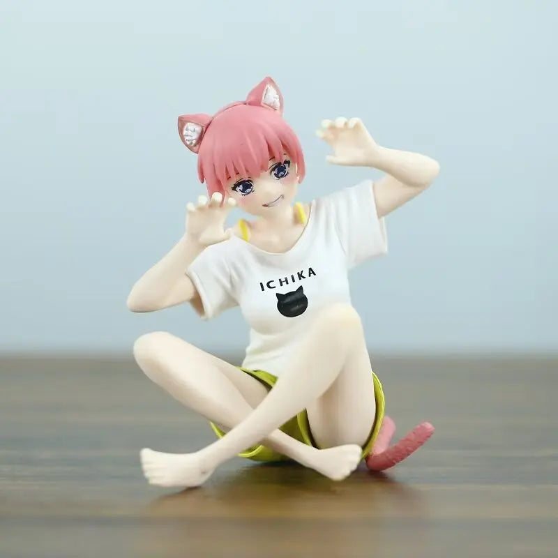 Anime The Quintessential Quintuplets Desktop Cute Nakano Itsuki Figures Cat Room Wear Ver Girl Statue Model Doll Desk Decoration