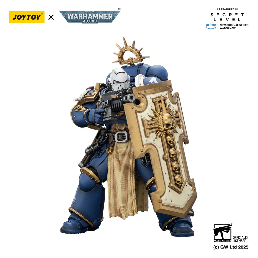 [IN STOCK]JOYTOY Warhammer 40K 1/18 Action Figures Ultramarines Levantus with Power Sword, Stormshield and Bolt Pistol