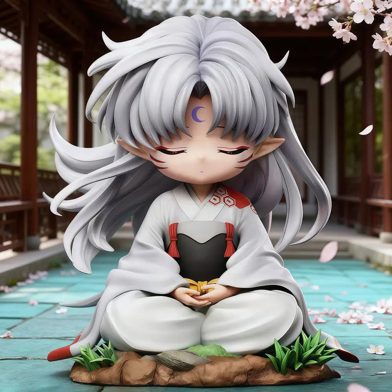 Anime Q Version Sitting Posture Inuyasha Nomi Childhood Sesshoumaru Action Figurine Gk Model Creative Ornament Desktop Toy Gift