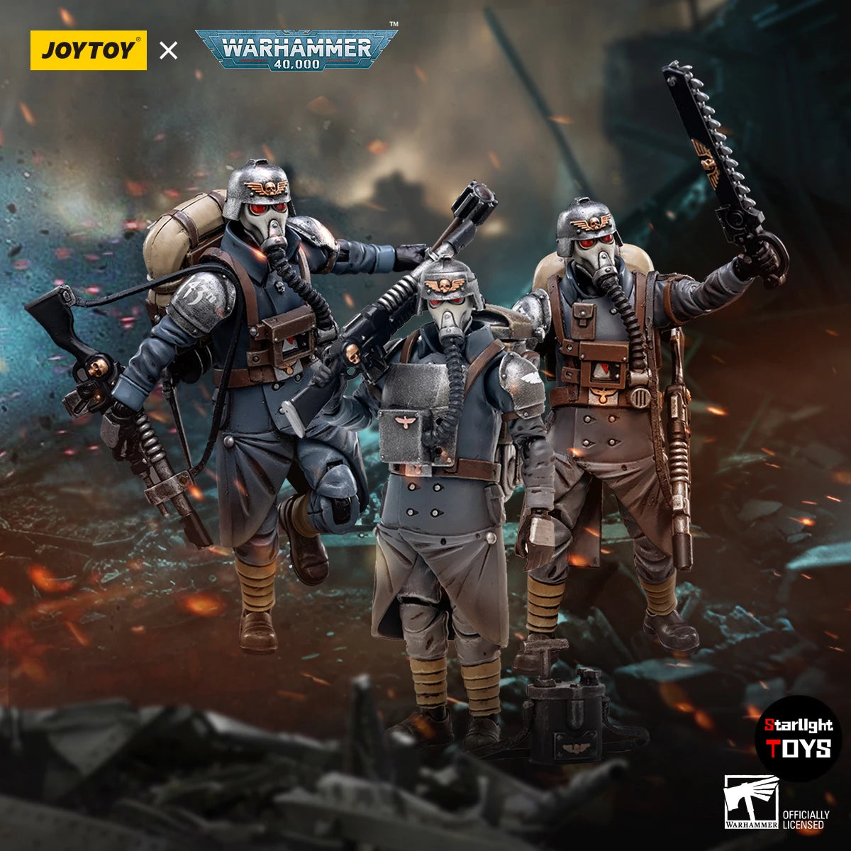 JOYTOY 1/18 Action Figure Warhammer 40K Astra Militarum Death Korps of Krieg Veteran Squad Model Toy Gifts
