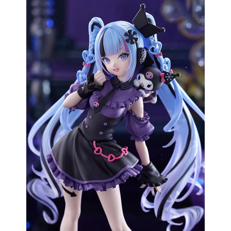 FuRyu In Stock Trio-Try-iT Snow Miku x Kuromi Vocaloid Sanrio Q Version Prize Figure Authentic ABS PVC 19cm Non Articulated Cute