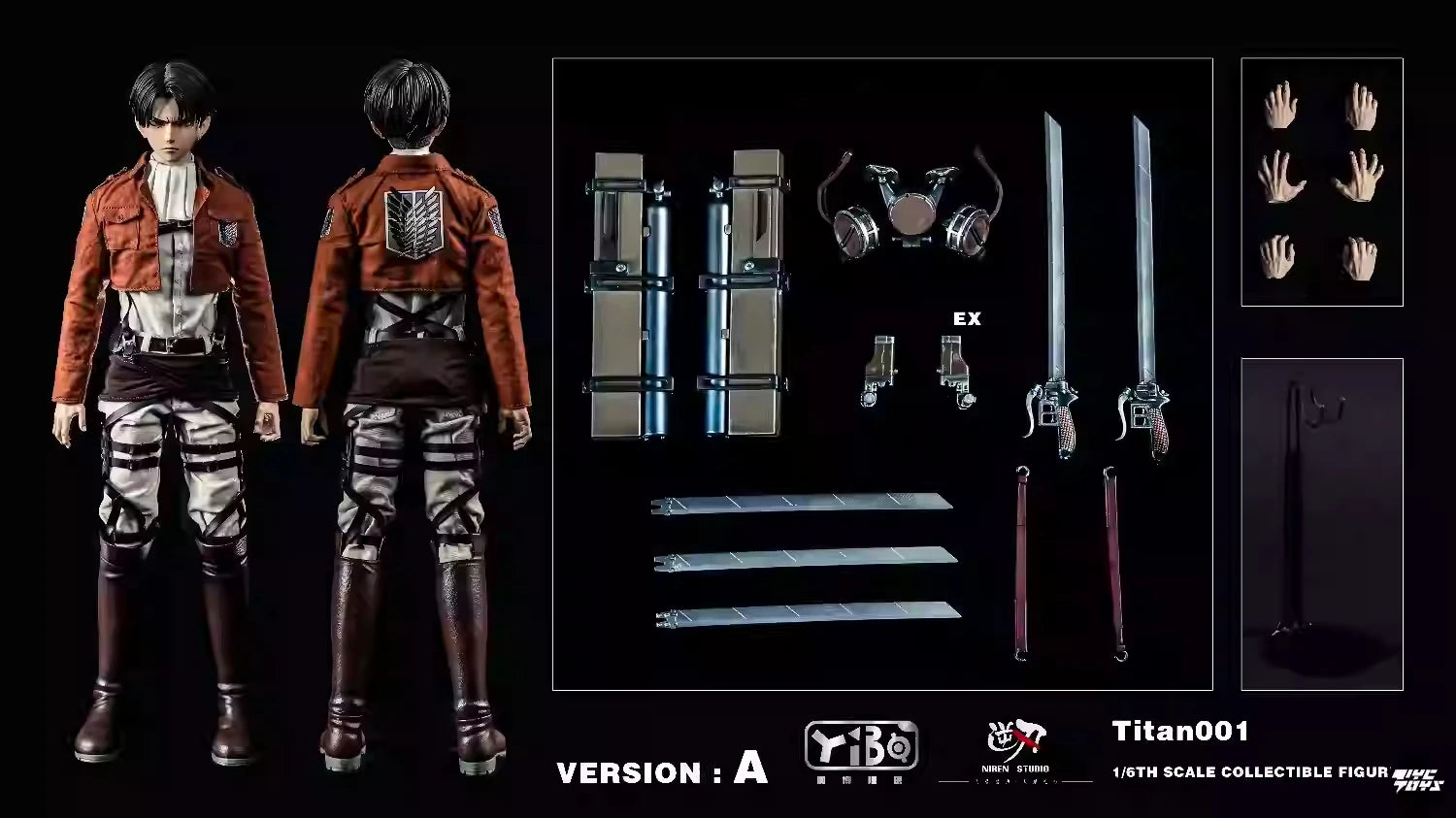 In Stock Original Genuine YIBO TOYS Niren Studio 1/6 YB-R2013 A/B Levi Ackerman Soldier Chief Action Figure Model Toy