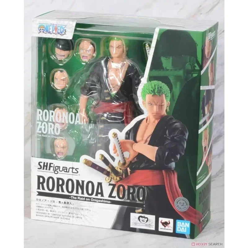 Bandai Original ONE PIECE Anime-Figur SHF Roronoa Zoro Actionfigur Spielzeug für Jungen Mädchen Kinder Geschenk Sammlermodell Ornamente