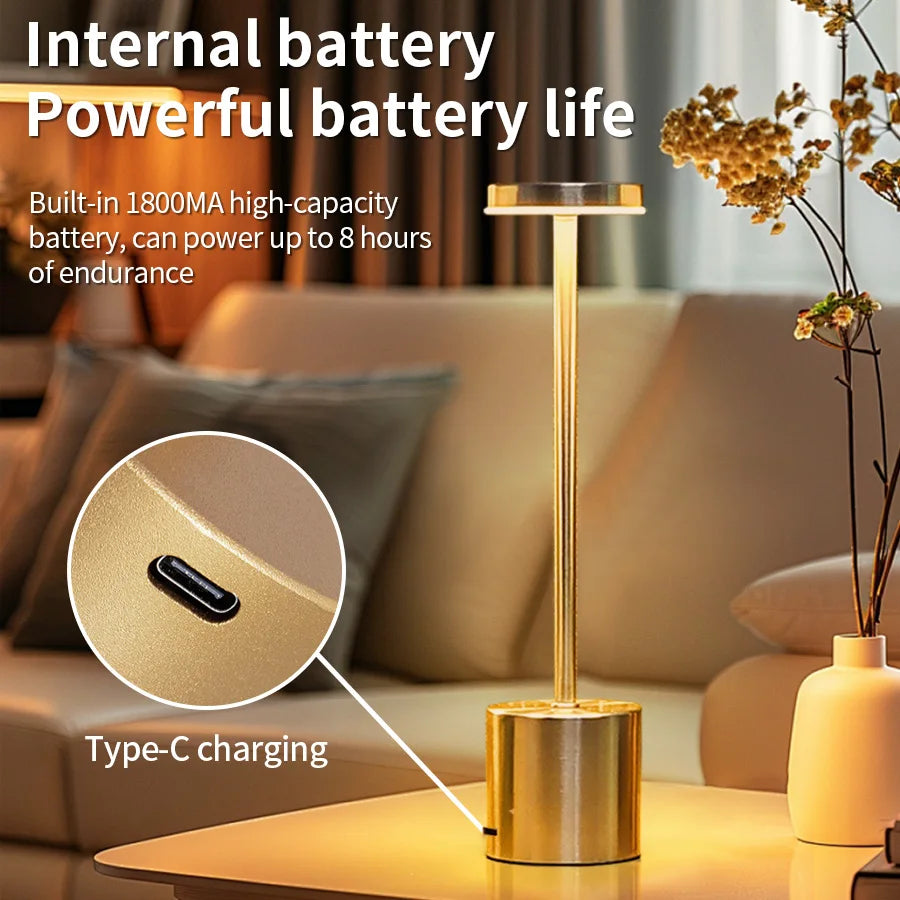 USB Rechargeable Led Night Light Desk Lamps 3 Color Touch Table Lamp Infinitely Dimmable Dining Bedside Lights Room Decor Gift