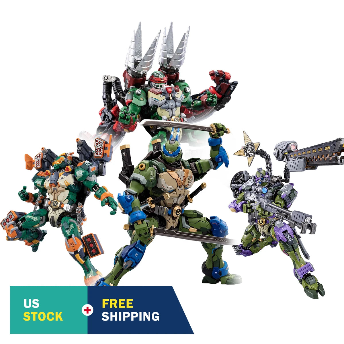 HIPLAY HEATBOYS Mecha Alloy Armor TMNT 4-Turtle Action Figure