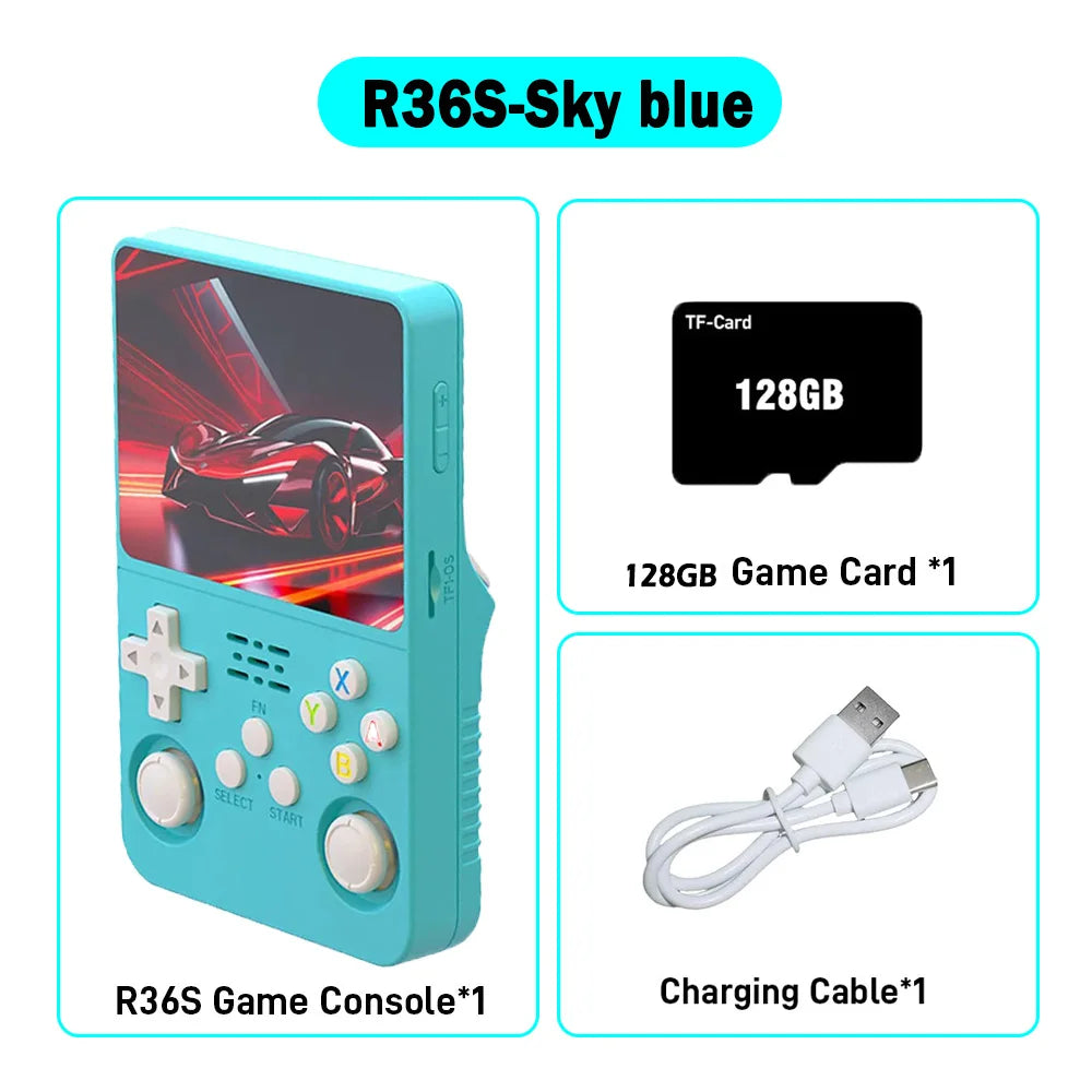R36S Retro Handheld Video Game Console Linux System 3.5 Inch IPS Screen R35s Pro Portable Pocket Video Player 64GB/128G Games