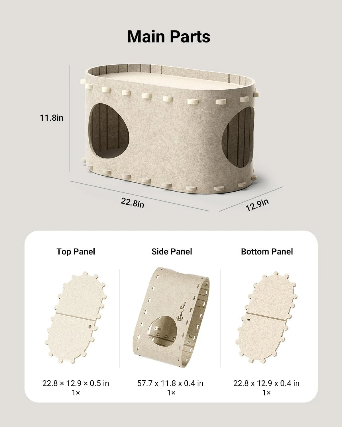 Cat House for Indoor Cats, Cat Bed Cave for Cats, Scratch Resistant Peekaboo Cat Caves, Foldable Cat Tunnel Enclosed Bed