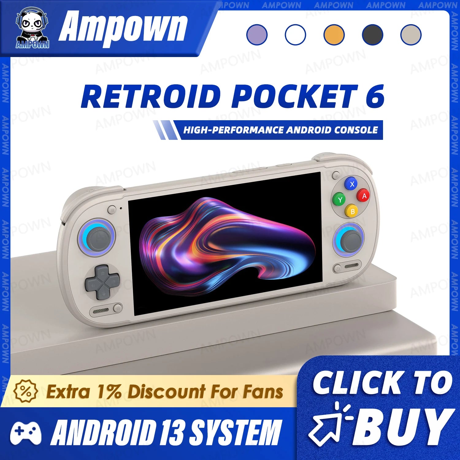 Retroid Pocket 6 Handheld Game Console 5.5" AMOLED 120Hz Screen 4K 60fps DP Output Snapdragon 8 Gen 2 Processor 27W Fast Charge