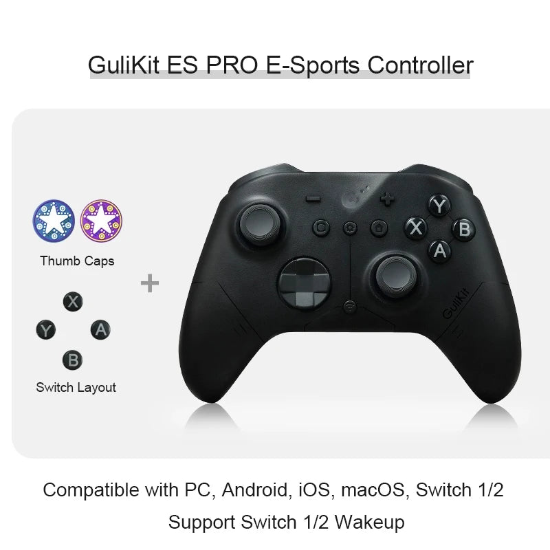GuliKit ES Pro E-sports Controller for Nintendo Switch 1/2 Wireless Gamepad with TMR Joystick for PC Windows Android iOS macOS