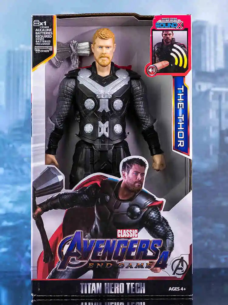 30cm Hot Marvel Avengers Toy Thanos Hulk Spiderman Iron Man Captain America Thor Black Panther With Sound And Light Action Toys