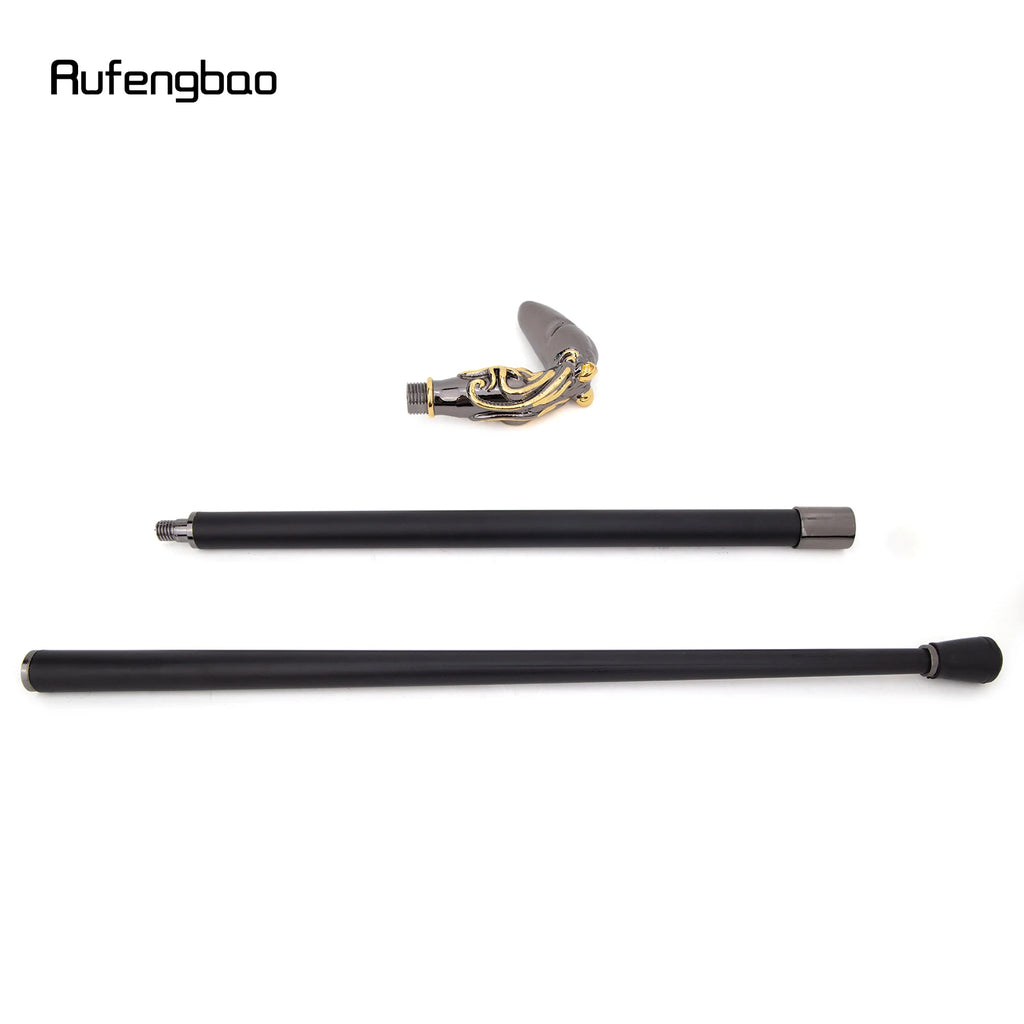 Golden Black Octopus Fish Squid Walking Cane Fashion Decorative Walking Stick Gentleman Elegant Cosplay Cane Knob Crosier 93cm