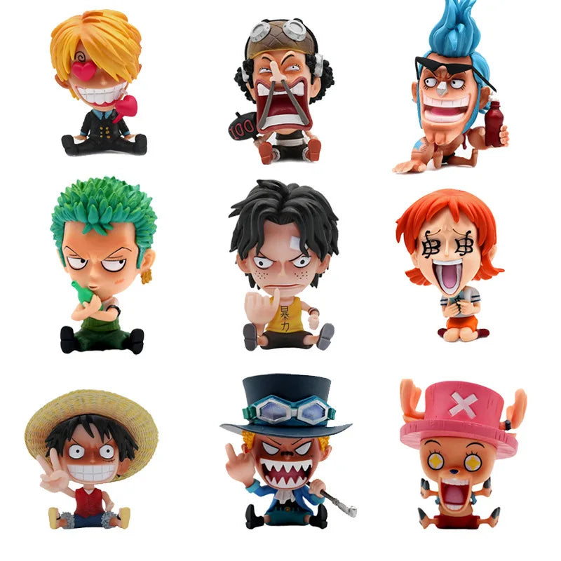 One Piece Chibi Big Head Statues - Luffy Zoro Sanji Nami Boa Hancock - Dashboard Ornaments, PC Case Decor, Collectible Figurines