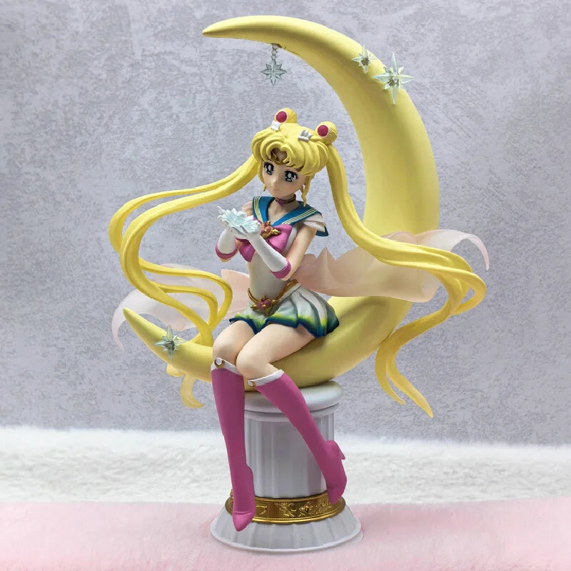 Original Bandai Sailor Moon Anime Action Figurine Kawaii Desktop Ornamental Model Usagi  Animation Periphery Exquisite Toy Gifts