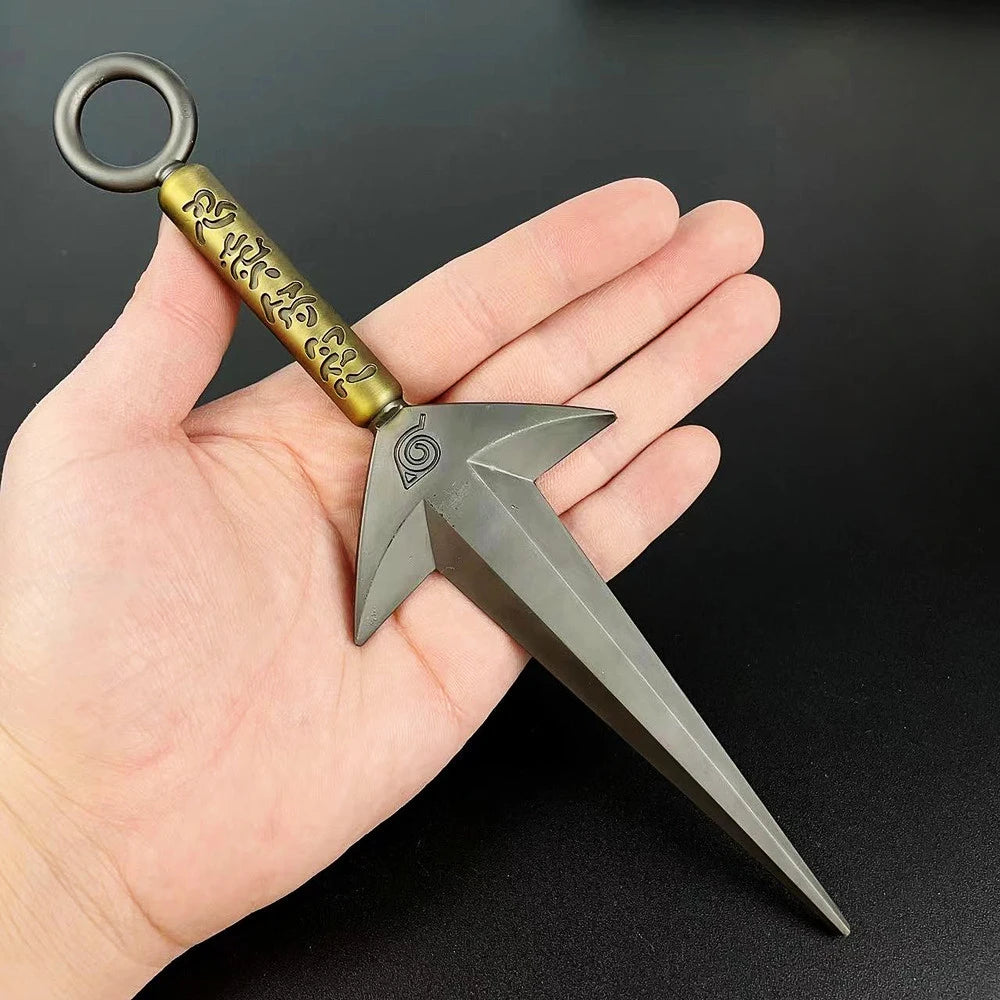 8,66 Zoll großes Naruto-Fliegende-Donnergott-Waffenmodell aus massivem Metall, Cosplay-Ninja-Requisite, Namikaze Minato Kunai, Schreibtischdekoration, Spielzeug