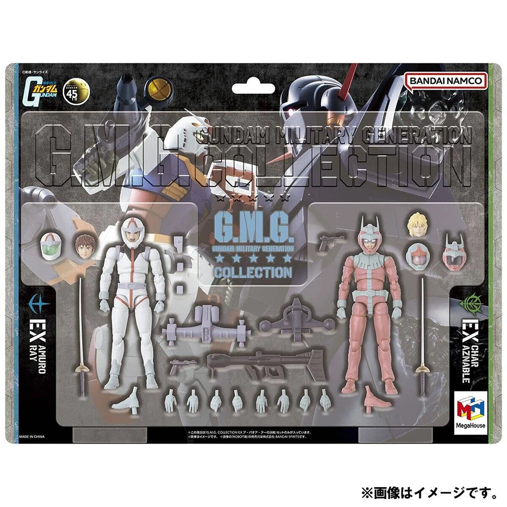 100% Original Bandai MegaHouse G.M.G. Collection Kidou Senshi  Amuro Ray Char Aznable (Normal Suit Ver.) The Battle of A Baoa Qu