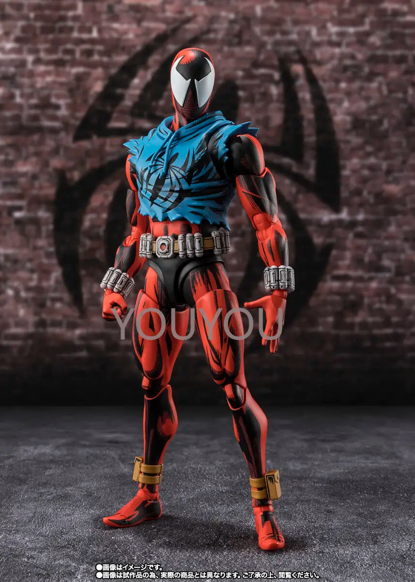 Original BANDAI S.H.Figuarts Anime Spiderman Ben Reilly Scarlet Spider Action Figure Spider-Man Across The Spider-Verse PVC