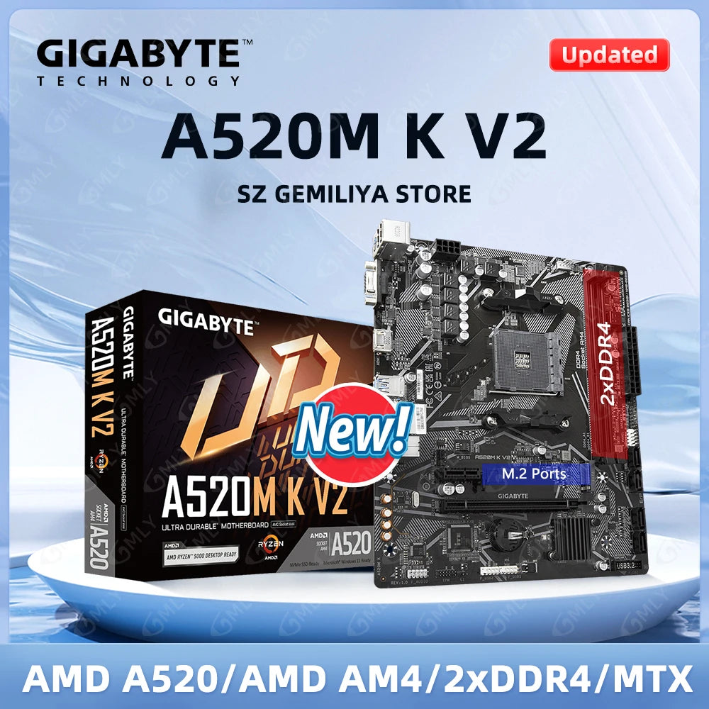 GIGABYTE A520M Motherboard A520M K V2 Motherboard AM4 DDR4 Micro-ATX M.2 NVMe support Ryzen 5 5600G Ryzen 5 5700G 3800 cpu new