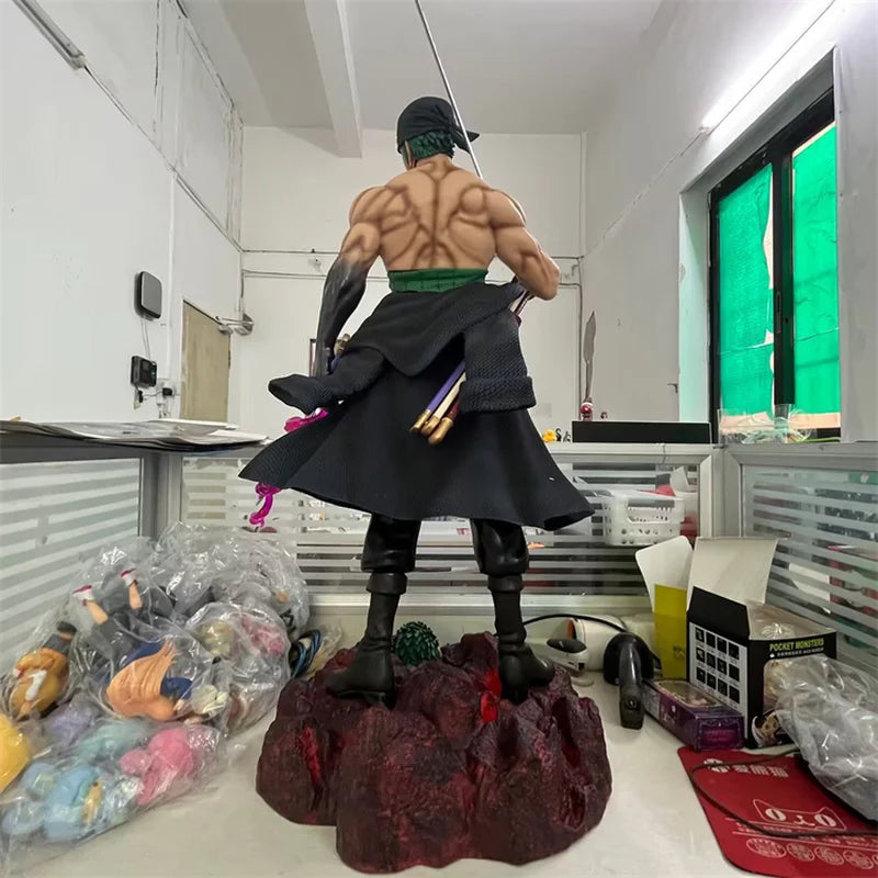 73cm One Piece Gk Platform Company Extra Large Knife Carrying Roronoa Zoro Double Headed Carving Scene Statue Handmade Model Gif