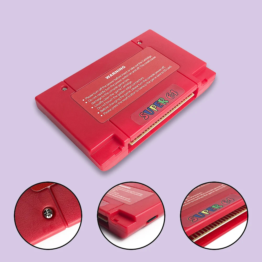 Super 64 Retro-Spielkarte, 340-in-1-Spiel, N64-Kassette für die N64-Videospielkonsole, regionenfrei, mit 16G-Karte 