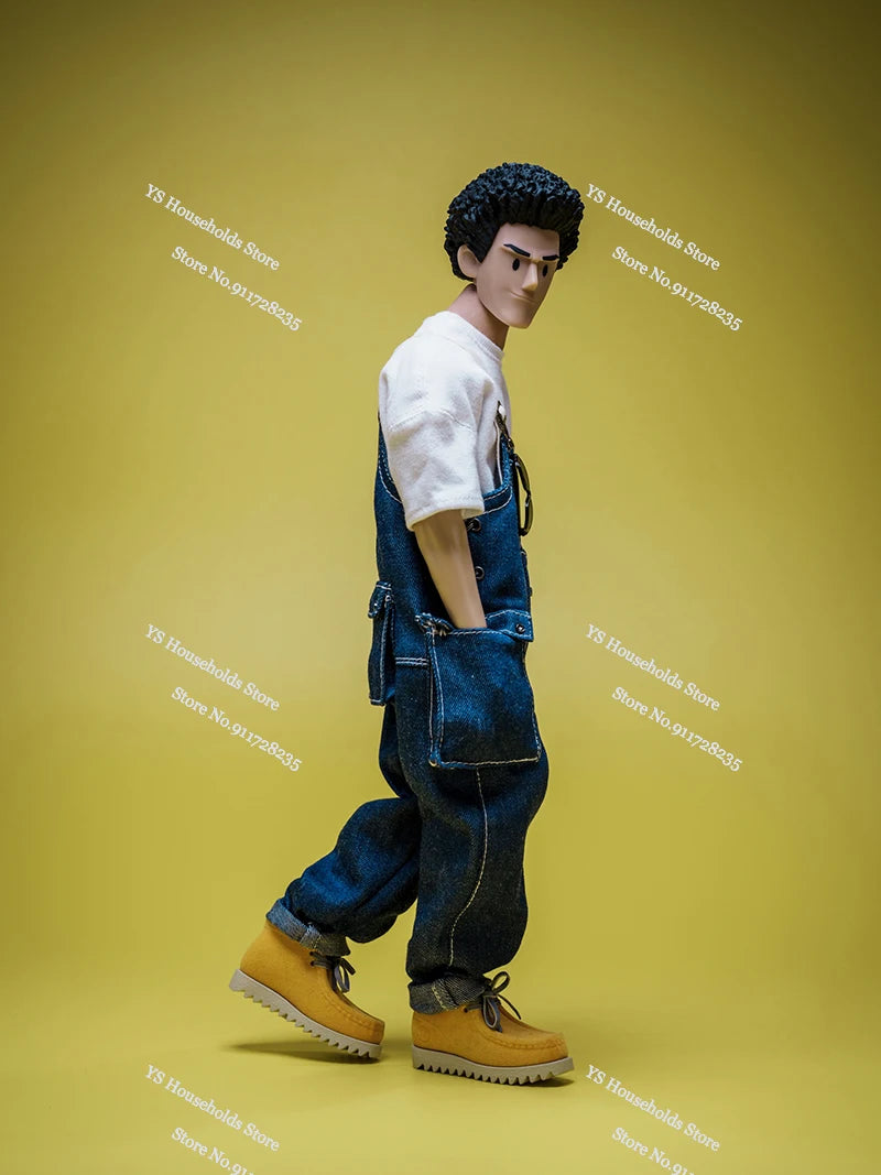 1/6 Anime Boy Head Denim Bib Pants Cloth Action Figure 12inch Movable Body Design Trickyman12 Trendy Man Soldier Model Toys