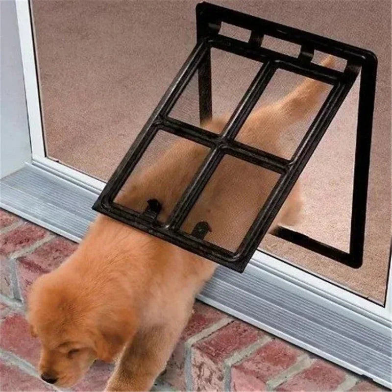 Home Lockable Cat Screen Door Pet Dog Screen Door Plastic Pet Door for Mosquito Proof Screen Window Security Flap Gate Dog Fence