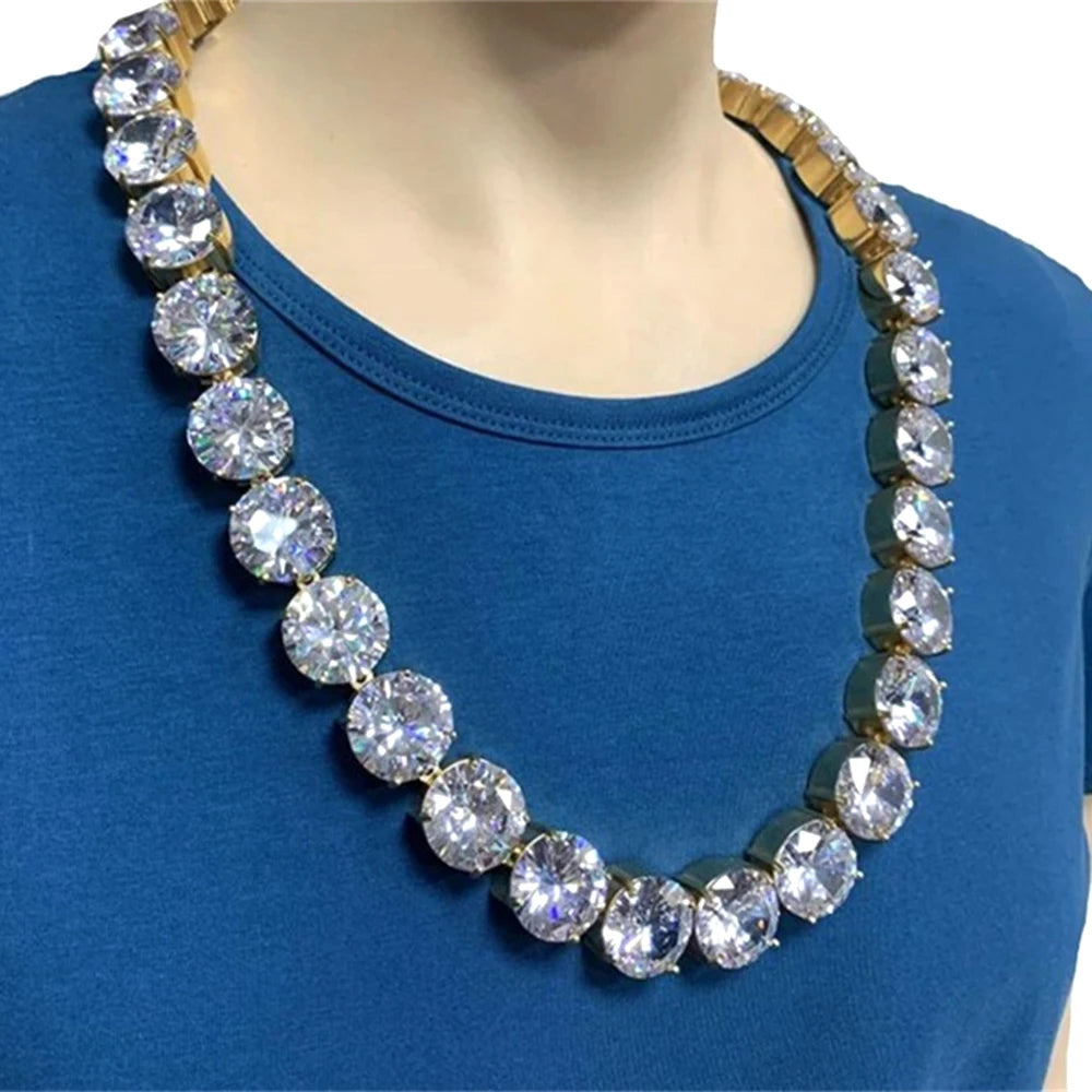 20mm Big Iced Stainless Steel Tennis Link Chain Necklaces for Men Women No Fade Bling Zircon Goth Hip Hop Jewelry Free Shipping