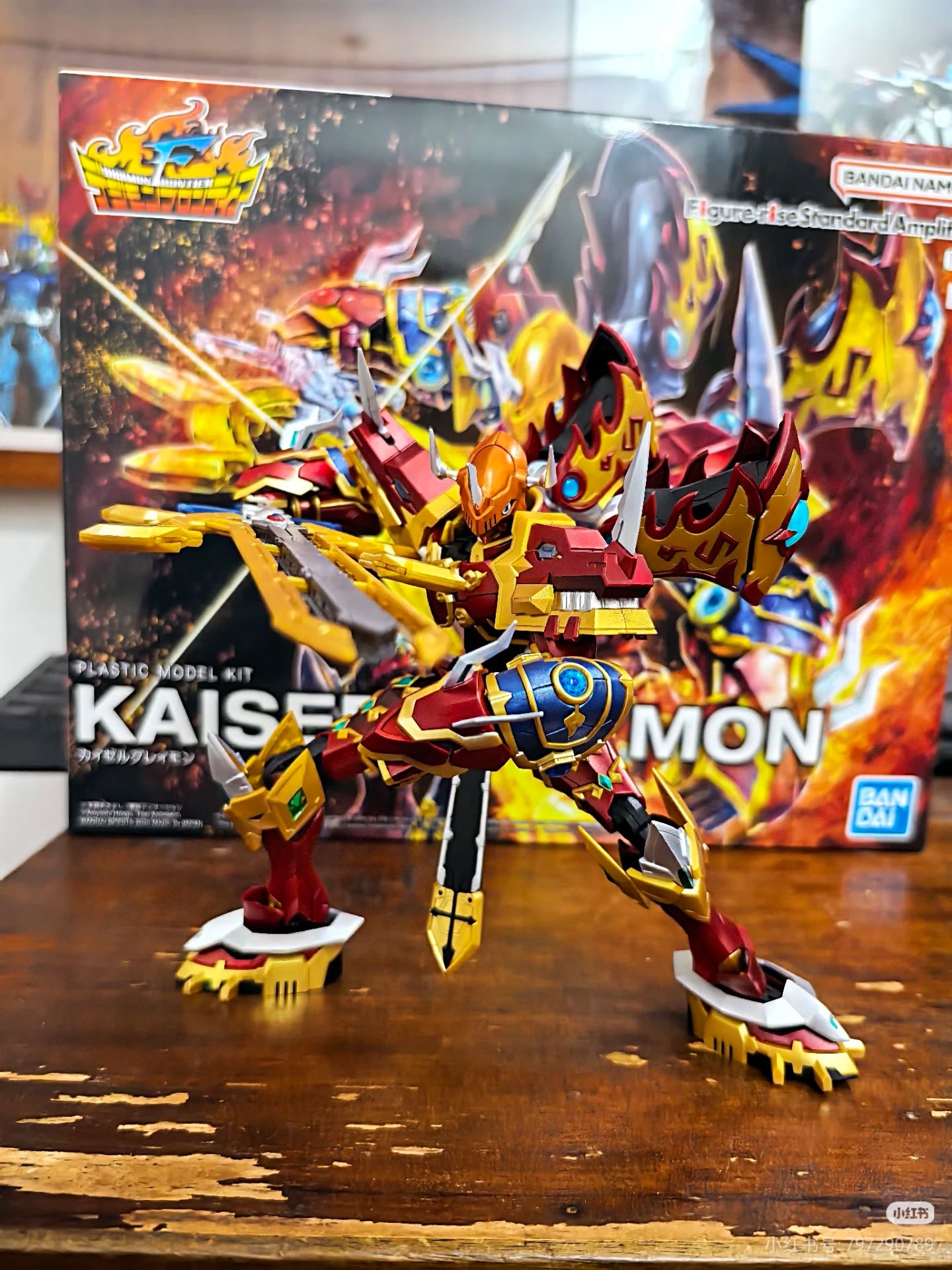 Bandai In Stock Original Figure-Rise Standard Amplified Digimon Frontier Kaiser Greymon Assembly Action Figure Anime Model Toys