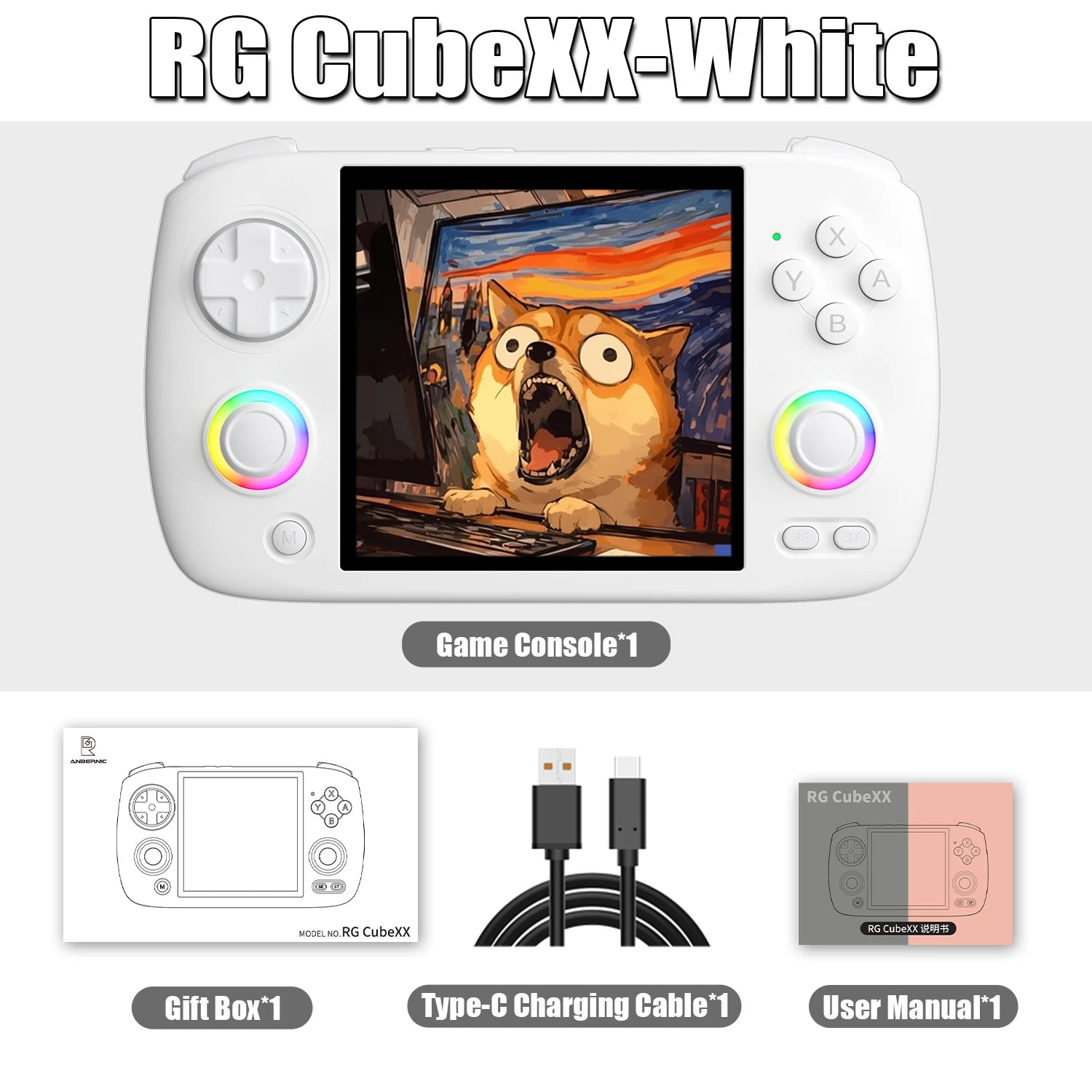 ANBERNIC RG CubeXX Handheld Game Console 3.95 Inch IPS Screen 64 Bit Linux System Supports 5G WiFi Bluetooth and TV HD Output