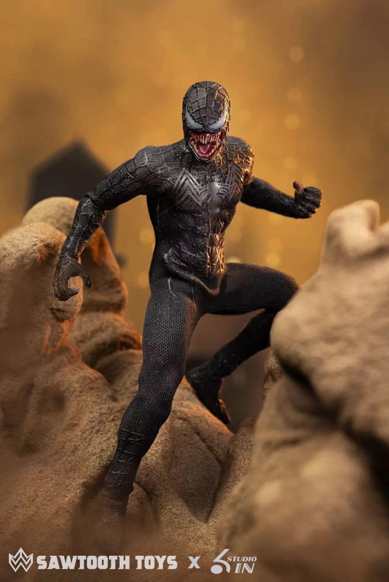 In Stock 6in & Sawtooth Toys 1/12 Scale Venom Spider-Man Symbiotic Variant Action Figure Anime Model Trendy Toys Desktop Doll