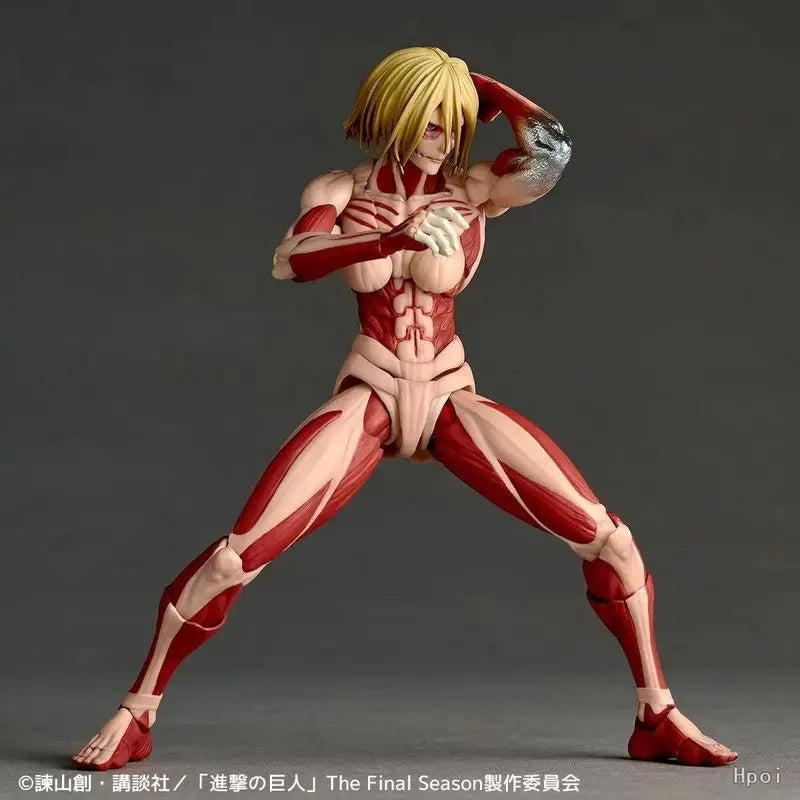 Hot Attack On Titan Amazing Yamaguchi Revoltech Nr068 Female Titan Annie Leonhart Figures Pvc Figurine Collection Model Toy Gift