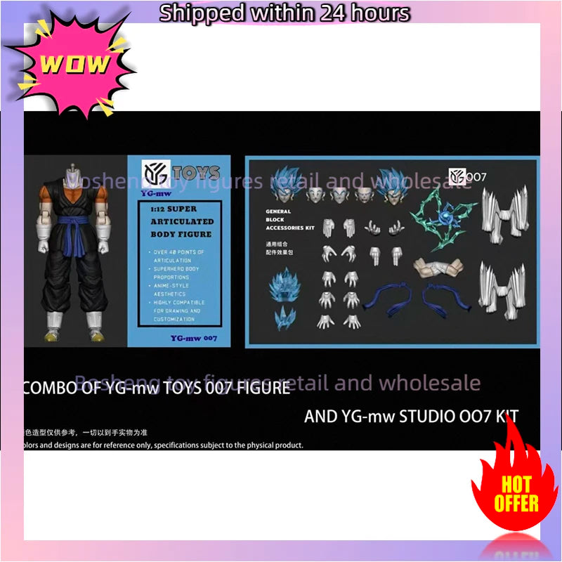 Original YGMW studios Dragon Ball Vegito 007 Vegetto OC TOYS 07 Heroes Super Saiyan Blue Vegito In Stock Anime Action Model Toy