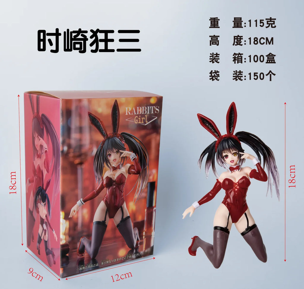 13CM Anime DATE A LIVE Yatogami Tohka FigureBunny Girl Kneeling Posture Desktop Cute Gift Collection Decoration Ornaments PVC