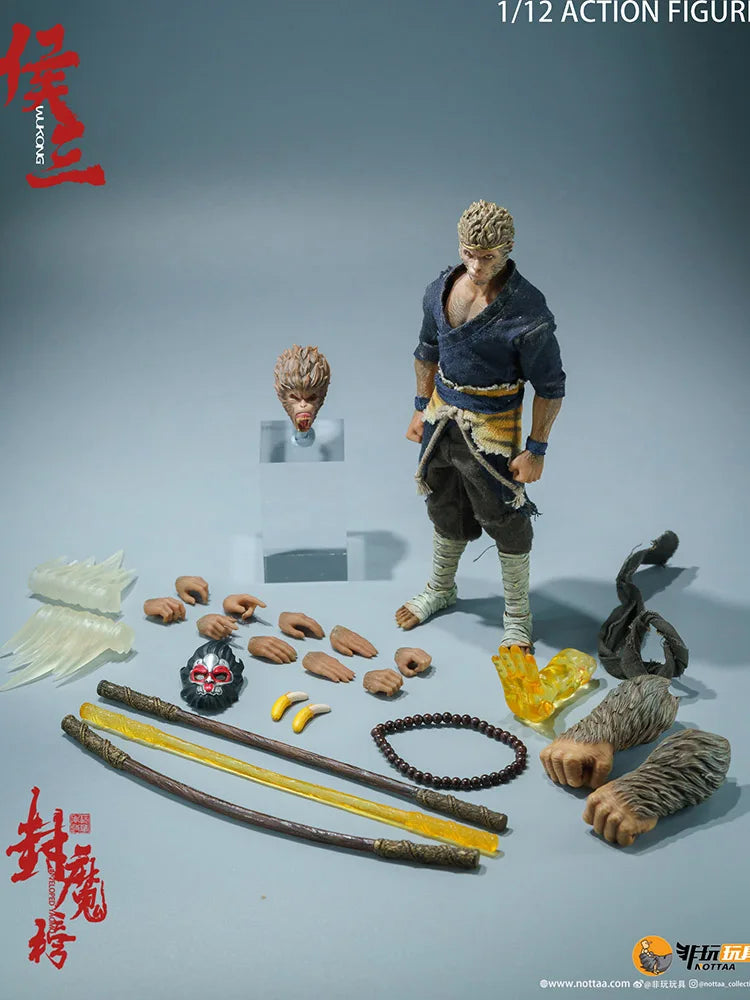 Nottaa Toys 1/12 Wu Kong Hou San Exclusive Version Action Figure Black Myth Monkey King 6" Full Set Soldier Model Collection