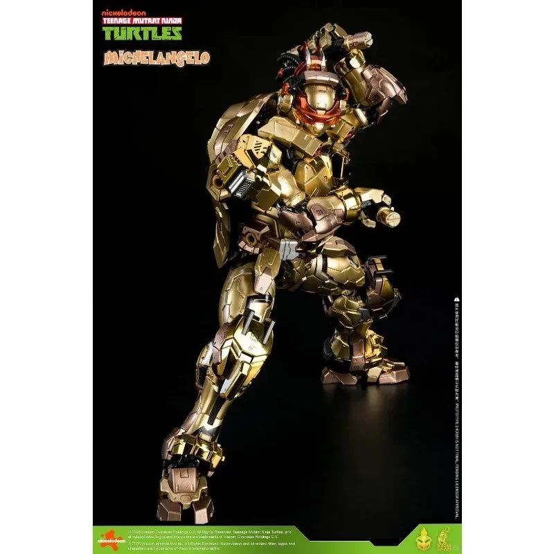 Spot HEATBOYS Original Ninja Turtles Michelangelo Gold Shine Edition Venue Limited Edition Metal Mech Mobile Model Handmade Toy