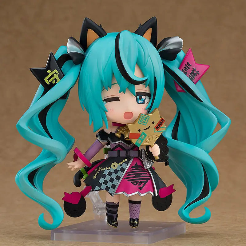Q Version Hatsune Miku Black Lucky Cat Version Action Figure Anime Collectible Model Trendy Toy Desktop Ornament Surprise Gift