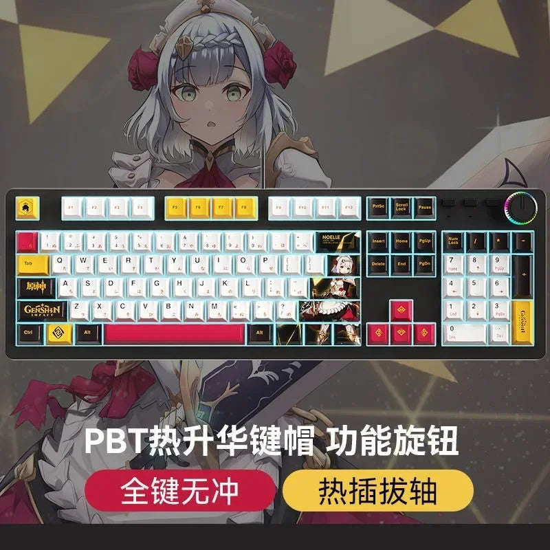 Hatsune Miku animation full key hot plug theme customized mechanical keyboard ice blue light PBT hot sublimation key cap 104 key