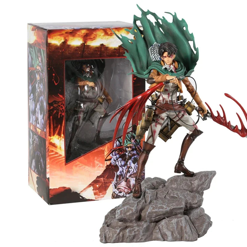 Mikasa Levi Ackerman Battle Damage Ver PVC Anime Figure Collectible Statue Doll Model Gift Toy Decor