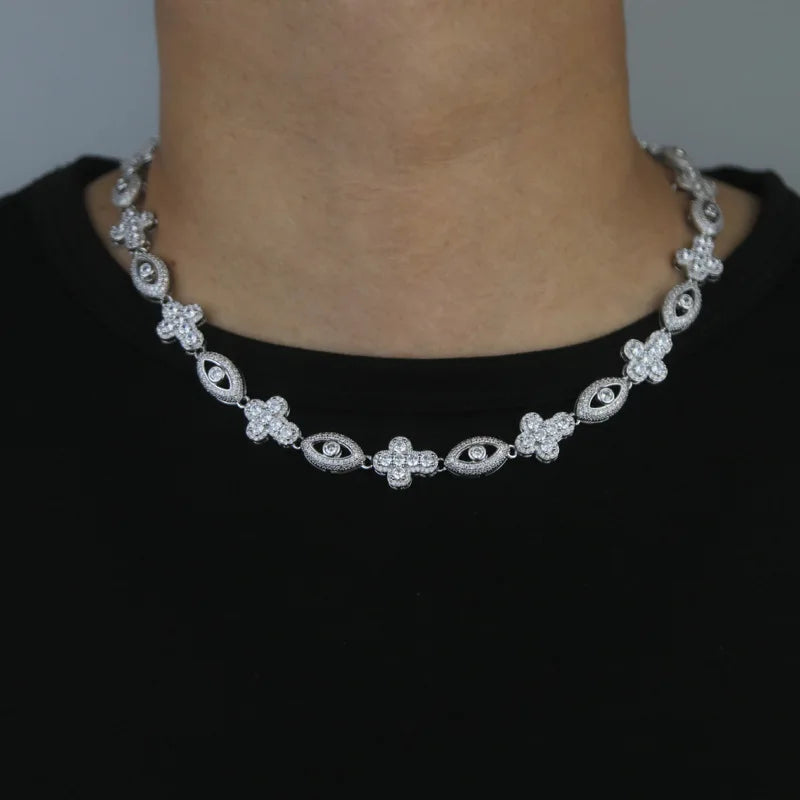 Icedminer 5A Zircon Cross Infinite Eye Necklace Cuban Chain Iced Out For Men And Women Fashion Hip Hop Jewelry Free Shipping