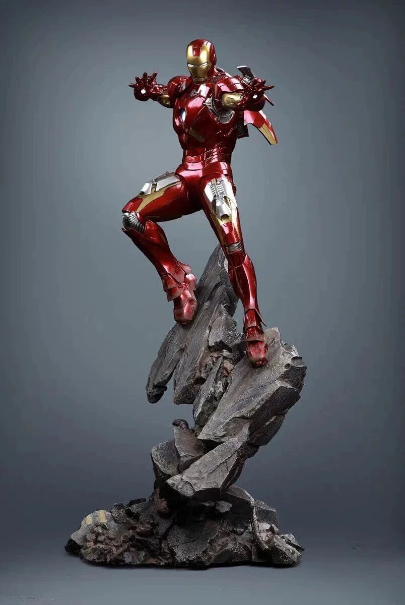 75cm Iron Man Figure MK7 Flying Posture Can Glow Anime Model High-end Resin  Desktop Ornament Decorations Children Toys Gifts