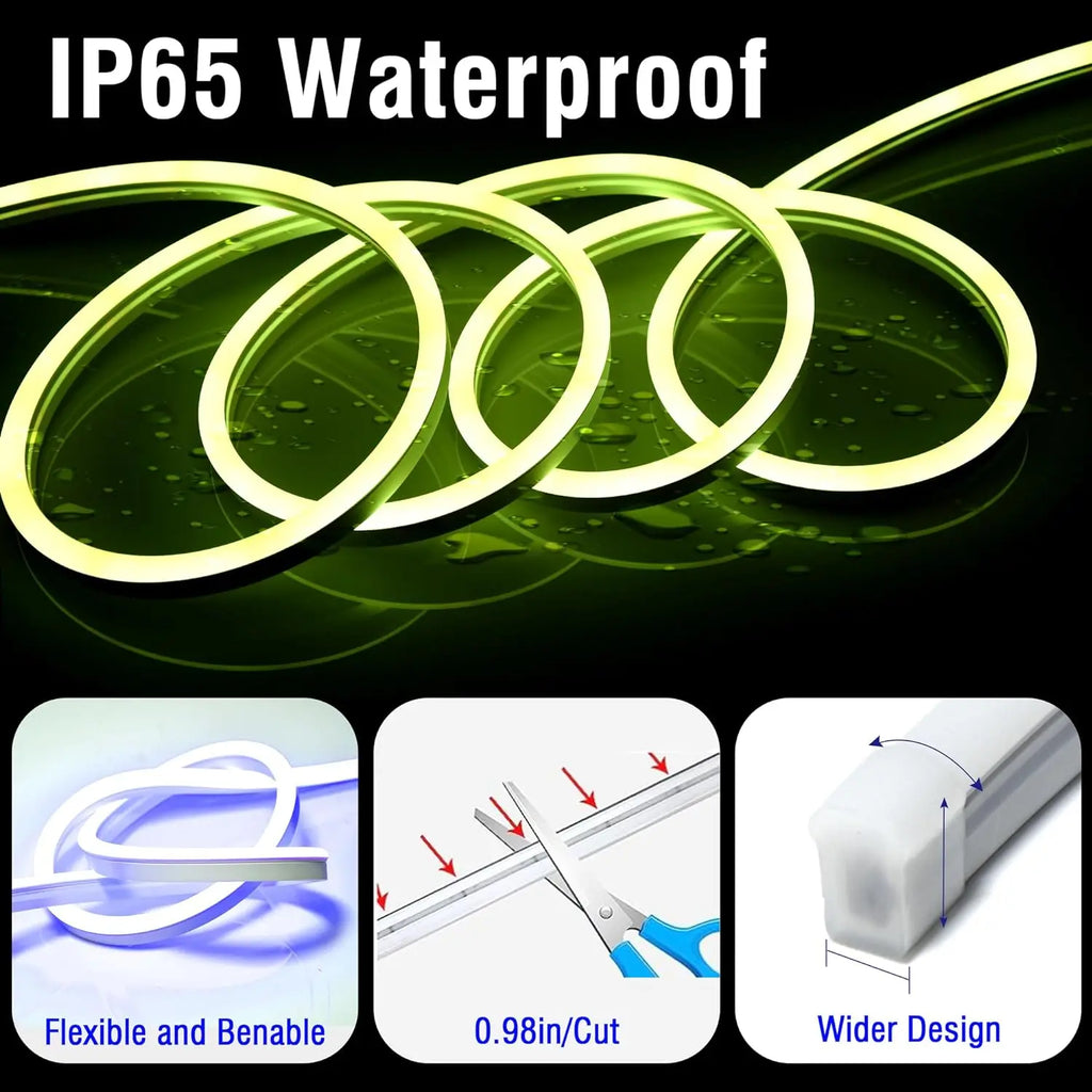 30m/20m RGB LED Neon Lights, Smart App Remote Control, Waterproof Music Sync Color Changing Rope for Bedroom Living Game Gift