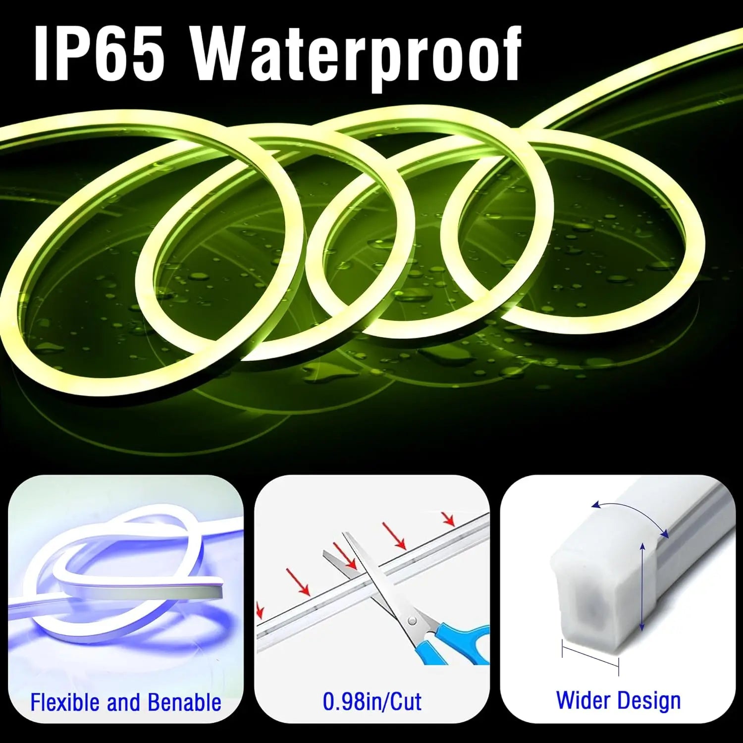 30m/20m RGB LED Neon Lights, Smart App Remote Control, Waterproof Music Sync Color Changing Rope for Bedroom Living Game Gift