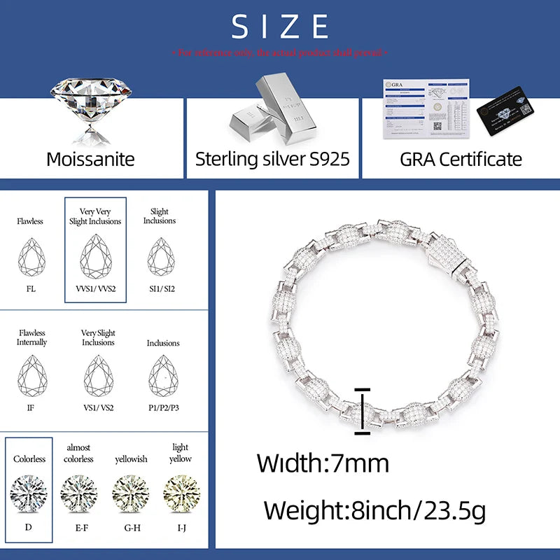 Mode S925 Iced Out Ball Bead Kette Full D VVS Moissanite Link Armband Für Frauen Hip Hop Rap Bling Schmuck Bling charms Geschenk
