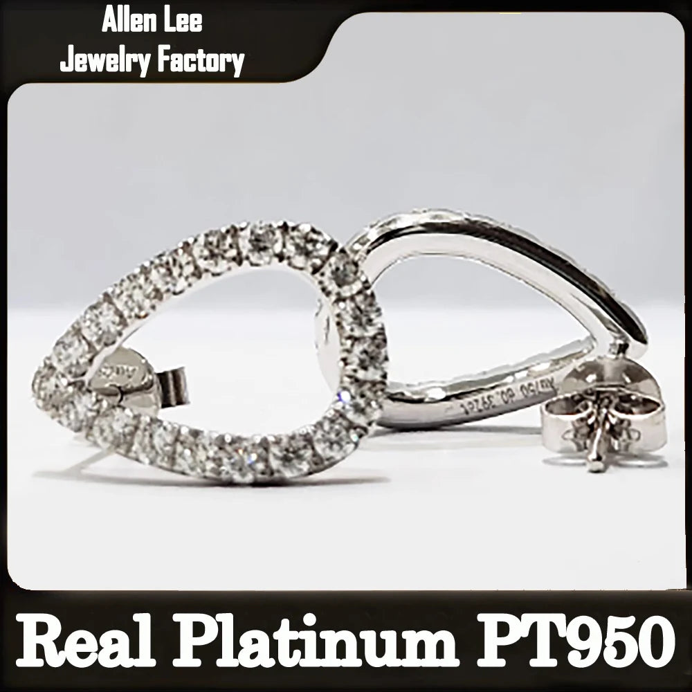 Custom Real Platinum PT950 Stud Earrings Women Anniversary Wedding Earrings Water Drop Moissanite Diamond Drop Earrings Trendy